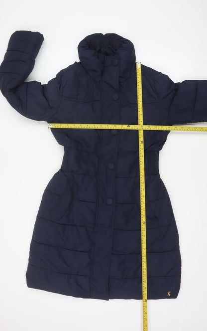 Joules Women’s Navy Blue UK 12 Long Quilted Puffer Coat