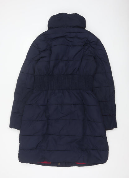 Joules Women’s Navy Blue UK 12 Long Quilted Puffer Coat