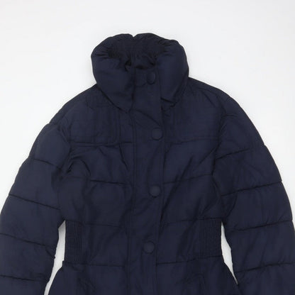 Joules Women’s Navy Blue UK 12 Long Quilted Puffer Coat