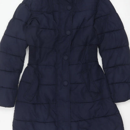Joules Women’s Navy Blue UK 12 Long Quilted Puffer Coat