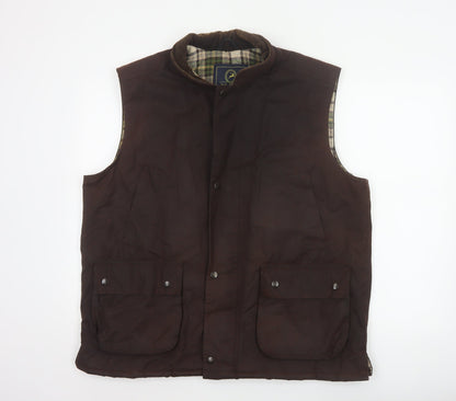 P.G.FIELD Men’s Brown L Waxed Cotton Countrywear Padded Waistcoat