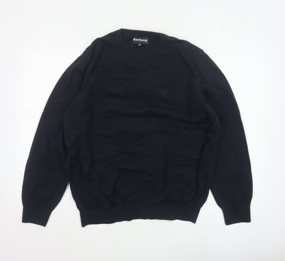 Barbour Men’s Navy Blue XXL Cotton Crew Neck Logo Pullover Jumper