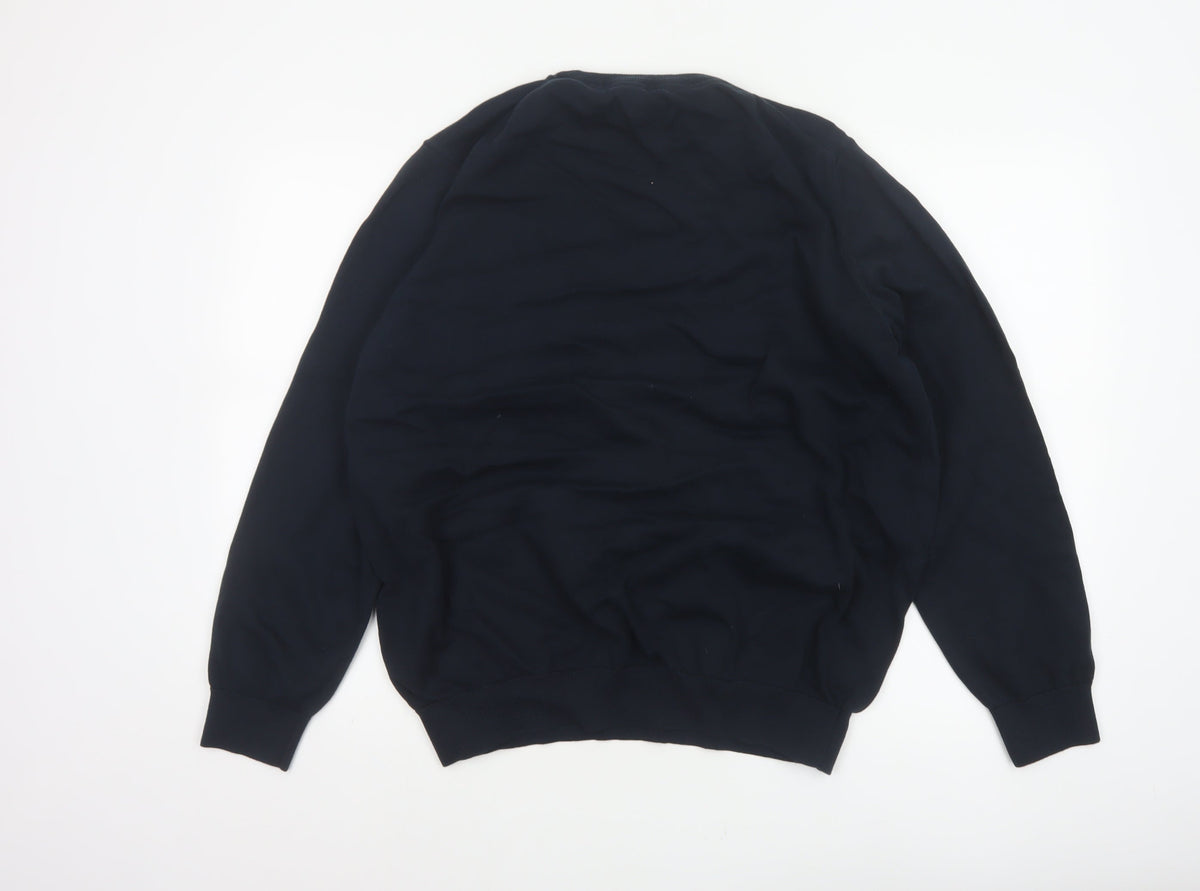Barbour Men’s Navy Blue XXL Cotton Crew Neck Logo Pullover Jumper