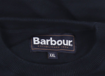 Barbour Men’s Navy Blue XXL Cotton Crew Neck Logo Pullover Jumper