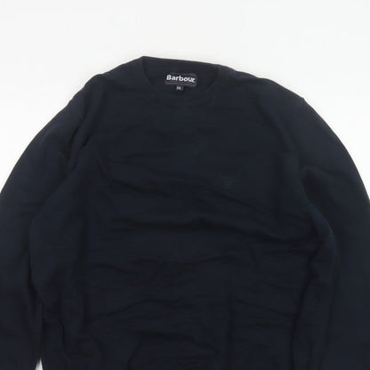 Barbour Men’s Navy Blue XXL Cotton Crew Neck Logo Pullover Jumper