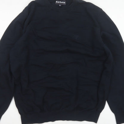 Barbour Men’s Navy Blue XXL Cotton Crew Neck Logo Pullover Jumper