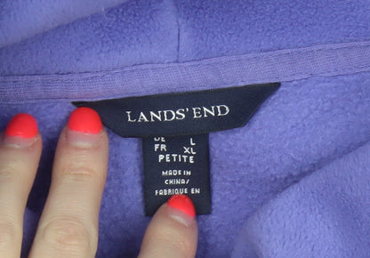 Lands' End Women Purple Petite UK 16 Fleece Pullover Hoodie
