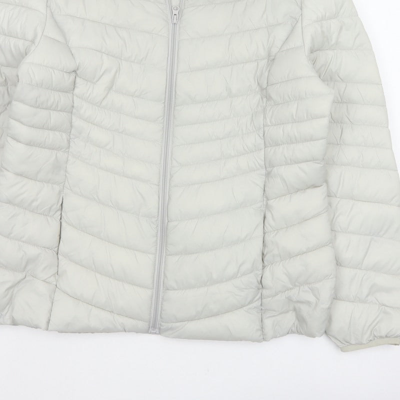 George Women’s Cream UK 16 Quilted Puffer Jacket Full Zip