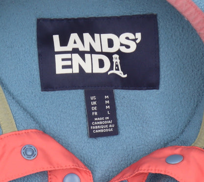 Lands' End Women Blue Pink Fleece Pullover Sweatshirt UK M