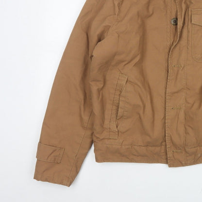 Gap Men’s Brown Size S Cotton Canvas Fleece-Lined Military Jacket