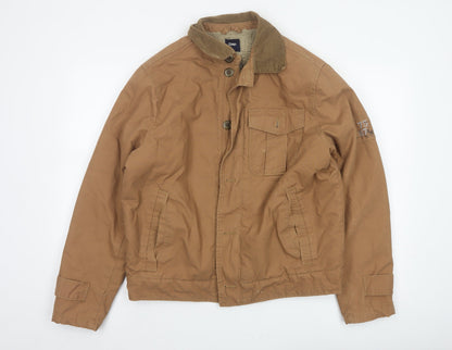 Gap Men’s Brown Size S Cotton Canvas Fleece-Lined Military Jacket
