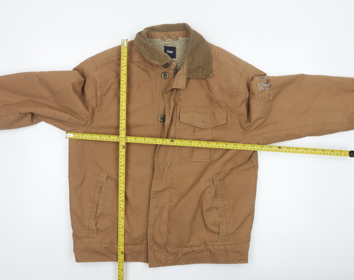 Gap Men’s Brown Size S Cotton Canvas Fleece-Lined Military Jacket