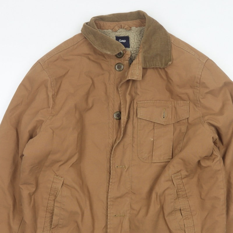 Gap Men’s Brown Size S Cotton Canvas Fleece-Lined Military Jacket