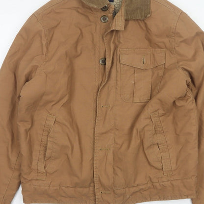 Gap Men’s Brown Size S Cotton Canvas Fleece-Lined Military Jacket