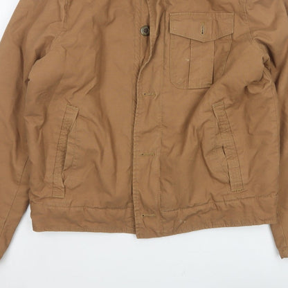 Gap Men’s Brown Size S Cotton Canvas Fleece-Lined Military Jacket