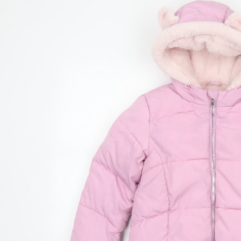 Marks and Spencer Girls Pink 6-7 Years Hooded Puffer Jacket Lined