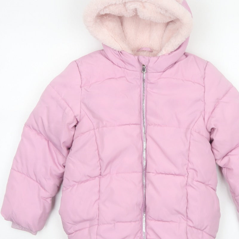 Marks and Spencer Girls Pink 6-7 Years Hooded Puffer Jacket Lined