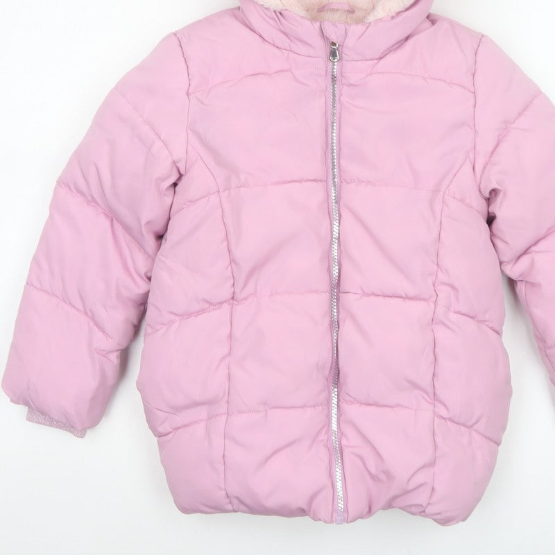 Marks and Spencer Girls Pink 6-7 Years Hooded Puffer Jacket Lined