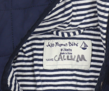 JoJo Maman Bébé Boys Blue 18-24 Months Quilted Hooded Jacket