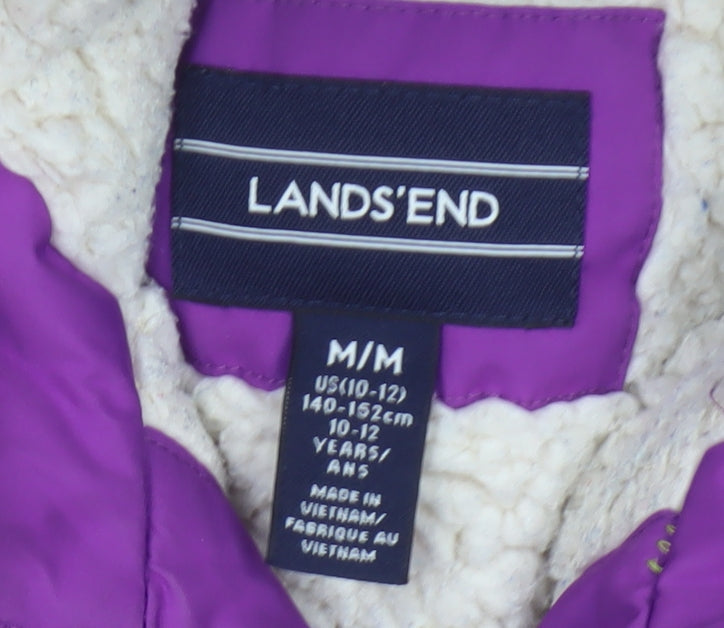 Additional view of Lands' End girls’ purple 14-15 years hooded down insulated parka coat