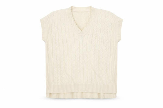 Next Women Ivory L Cable-Knit V-Neck Sleeveless Jumper Vest