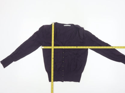 Marks & Spencer Women Blue UK 10 V-Neck Button Balloon Sleeve Cardigan