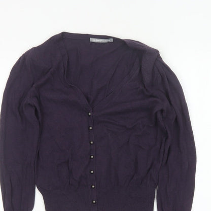 Marks & Spencer Women Blue UK 10 V-Neck Button Balloon Sleeve Cardigan