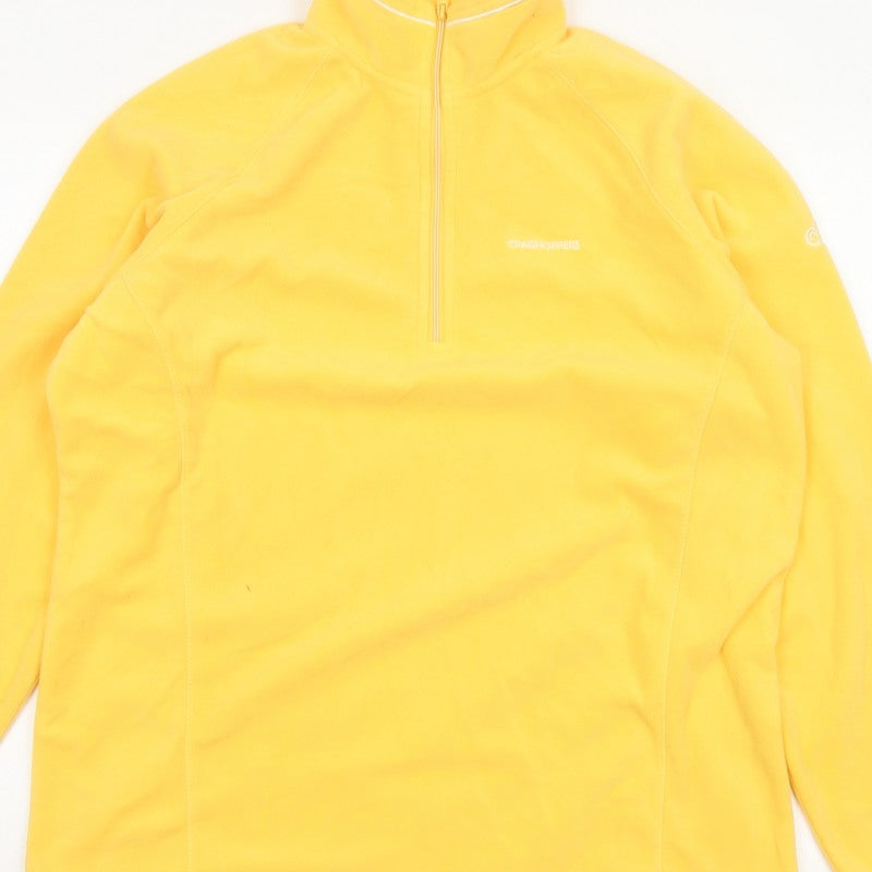 Craghoppers Women Yellow UK 16 Pullover Fleece 1/4 Zip Sweatshirt