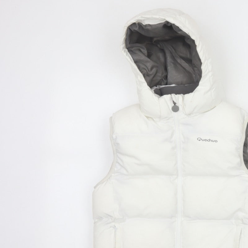 Additional view of Quechua girls’ white 12 years hooded padded puffer gilet waistcoat