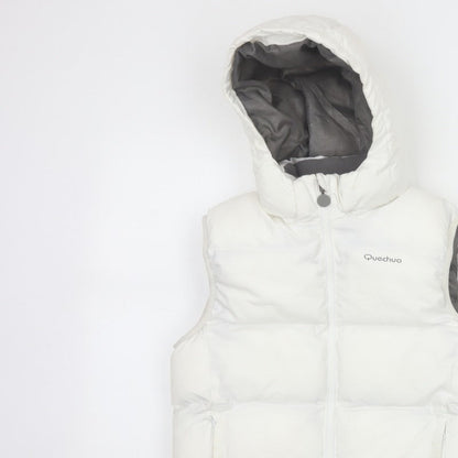 Additional view of Quechua girls’ white 12 years hooded padded puffer gilet waistcoat