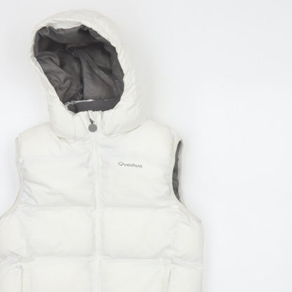 Additional view of Quechua girls’ white 12 years hooded padded puffer gilet waistcoat