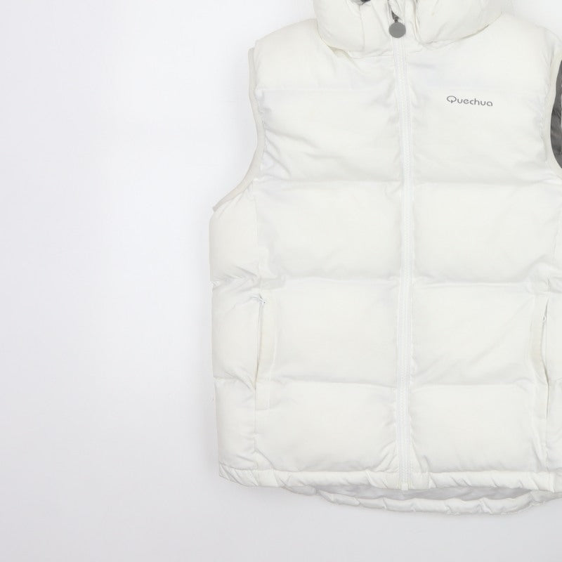 Additional view of Quechua girls’ white 12 years hooded padded puffer gilet waistcoat