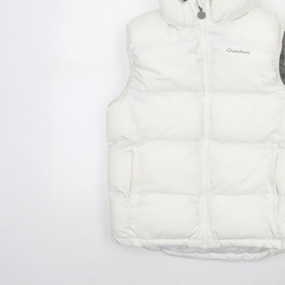 Additional view of Quechua girls’ white 12 years hooded padded puffer gilet waistcoat