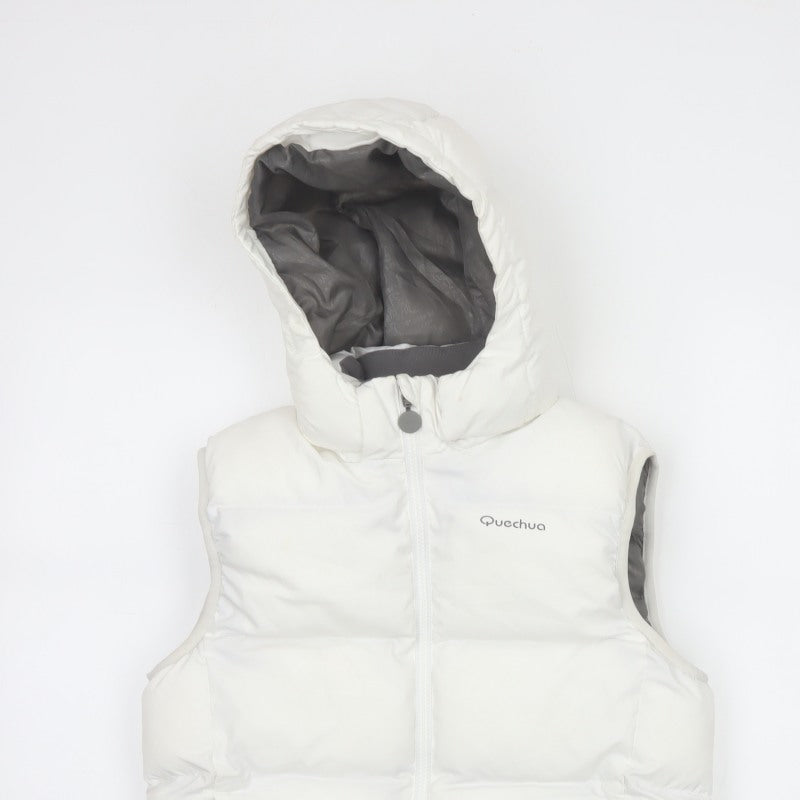 Additional view of Quechua girls’ white 12 years hooded padded puffer gilet waistcoat