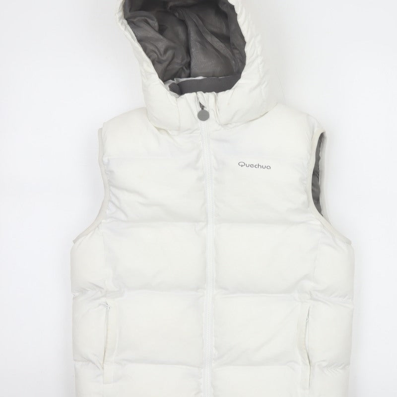 Additional view of Quechua girls’ white 12 years hooded padded puffer gilet waistcoat