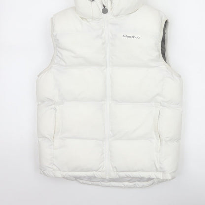 Additional view of Quechua girls’ white 12 years hooded padded puffer gilet waistcoat