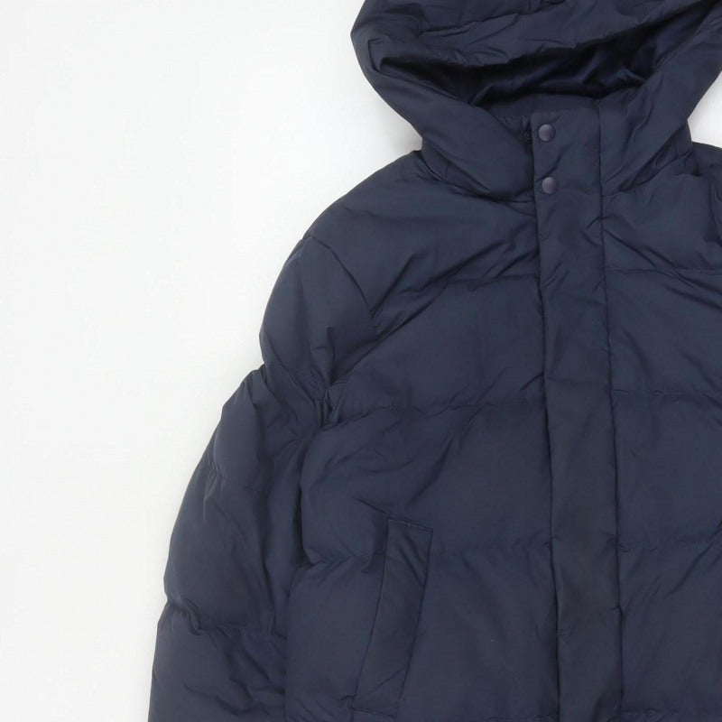 Additional view of Uniqlo boys’ blue 7-8 years long hooded down puffer coat