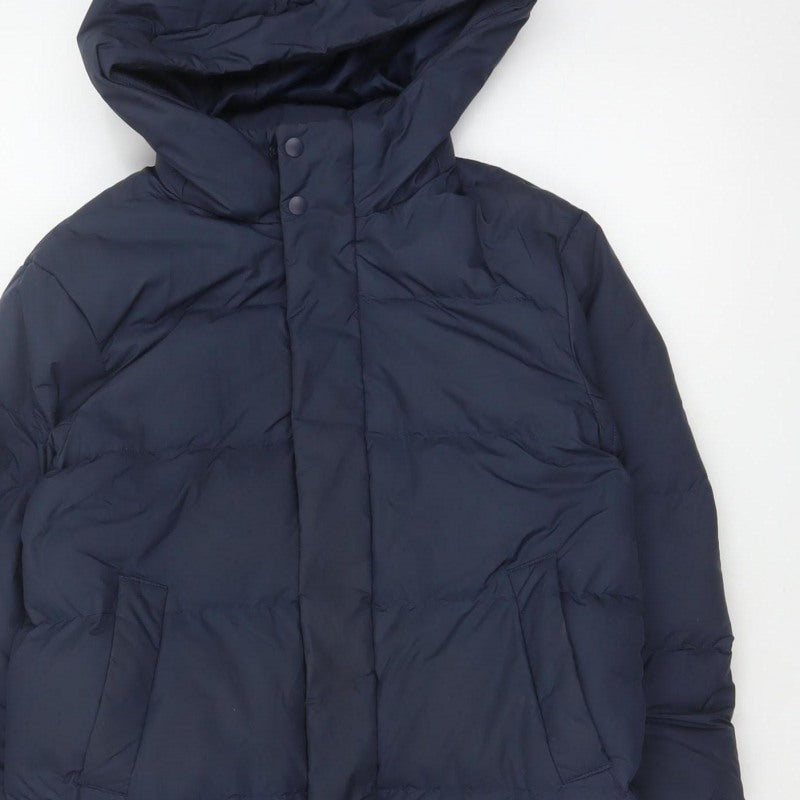 Additional view of Uniqlo boys’ blue 7-8 years long hooded down puffer coat