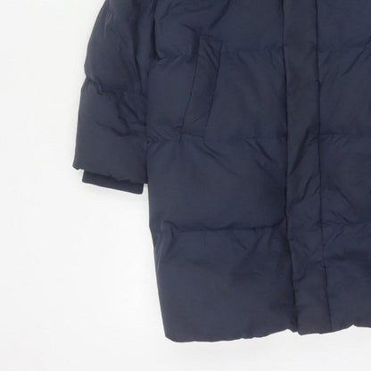Additional view of Uniqlo boys’ blue 7-8 years long hooded down puffer coat