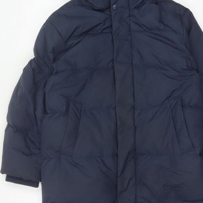 Additional view of Uniqlo boys’ blue 7-8 years long hooded down puffer coat