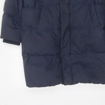 Additional view of Uniqlo boys’ blue 7-8 years long hooded down puffer coat