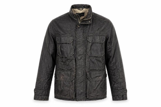 Front view of Rocha John Rocha Men’s Brown Small Military Field Jacket Linen Cotton