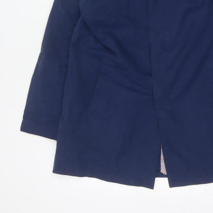 Harry Brown Women’s Blue M Long Polyester Overcoat Collared