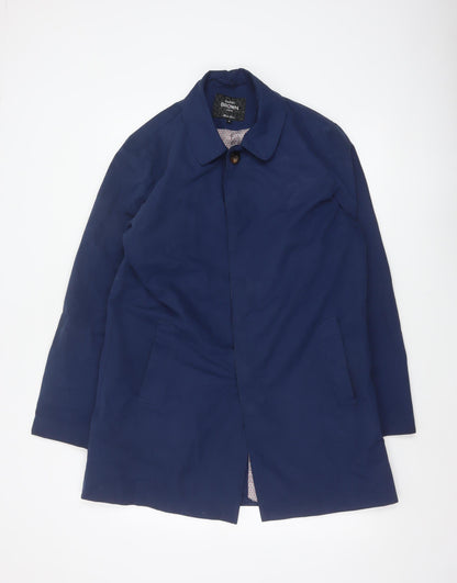 Harry Brown Women’s Blue M Long Polyester Overcoat Collared