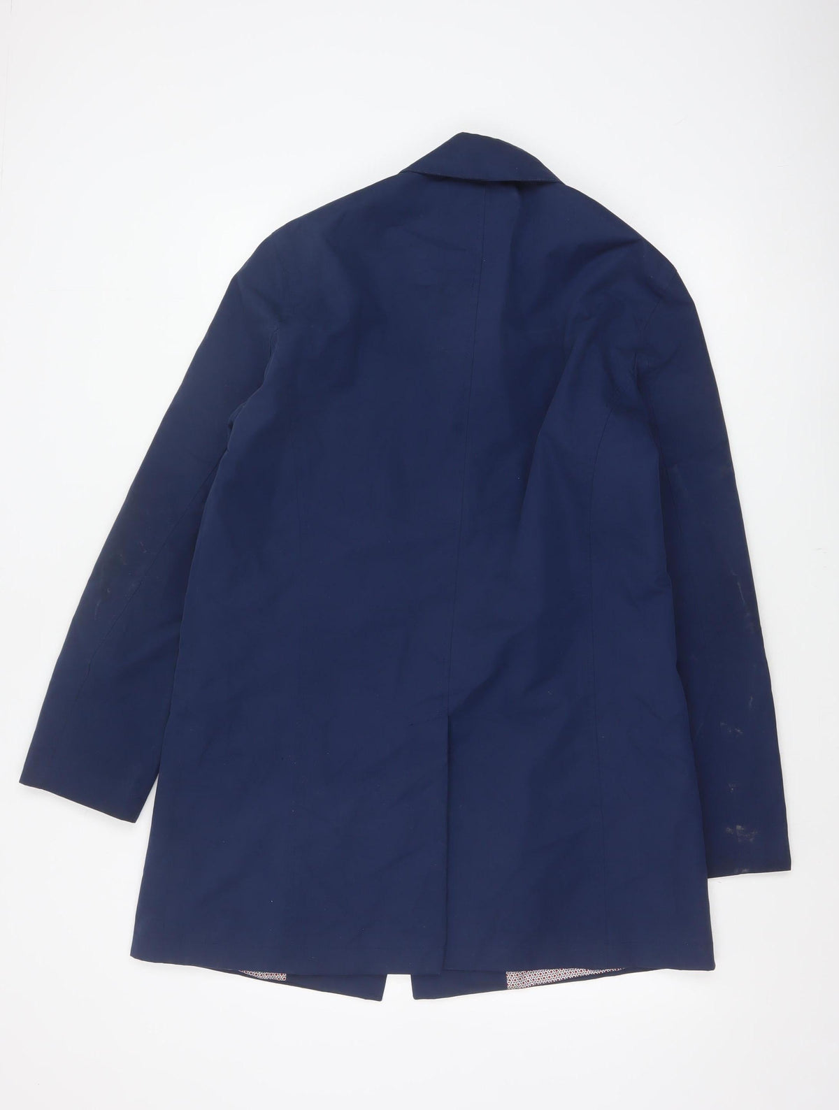 Harry Brown Women’s Blue M Long Polyester Overcoat Collared