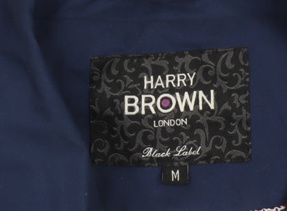 Harry Brown Women’s Blue M Long Polyester Overcoat Collared