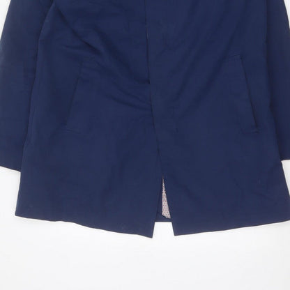 Harry Brown Women’s Blue M Long Polyester Overcoat Collared