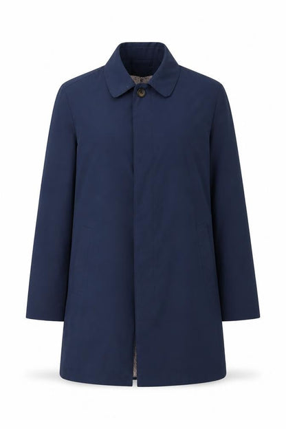 Harry Brown Women’s Blue M Long Polyester Overcoat Collared