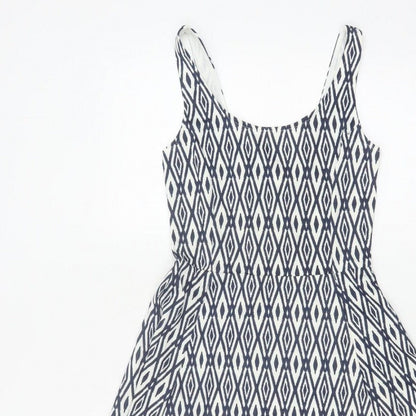 Divided H&M Women’s Blue Geometric Skater Dress UK 6 Sleeveless