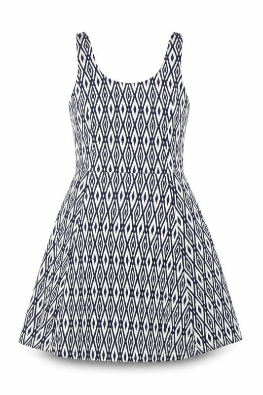 Divided H&M Women’s Blue Geometric Skater Dress UK 6 Sleeveless